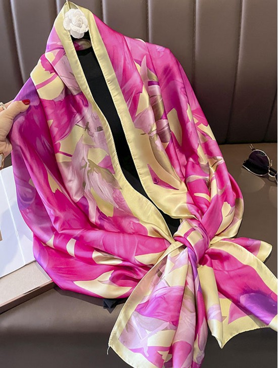 Premium Silk Feeling Spring Print Scarf